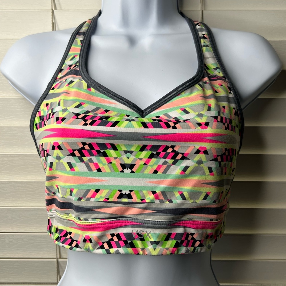 Victoria's Secret VS Neon & Gray  The Player Racerback Sports Unppaded Bra Sz M